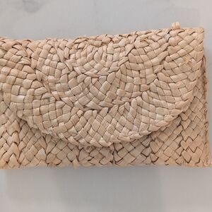 Woven Tan Clutch Bag